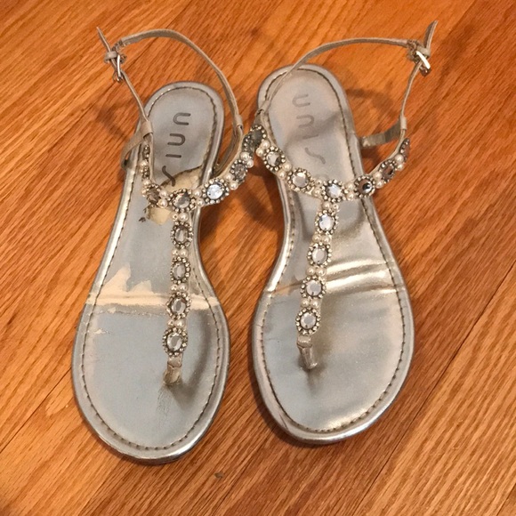 Unisa Silver Beaded Sandals - Picture 1 of 4